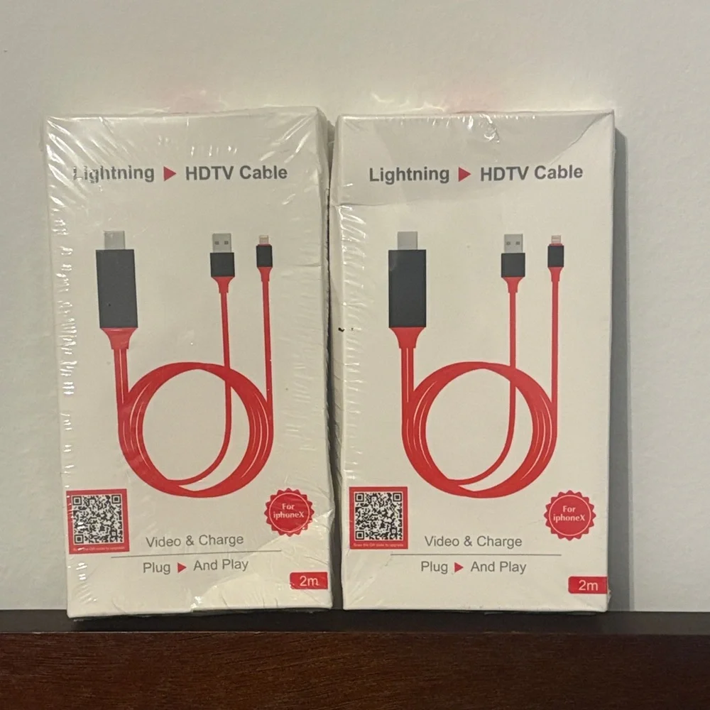TWO NEW Lightning to HDTV Cable - Red